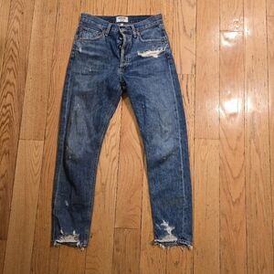 Agolde Jamie High Rise Classic Jeans Size 26 Distressed Button Fly